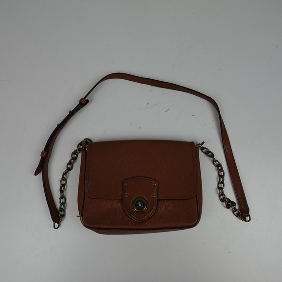 Lauren Ralph Lauren Handbags - Lauren Ralph Lauren Crossbody Bag Womens Small Brown Leather Chain Turnlock